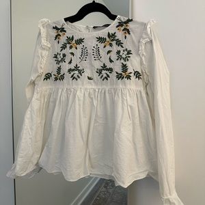 Zara Embroidered Blouse, Trafaluc Collection